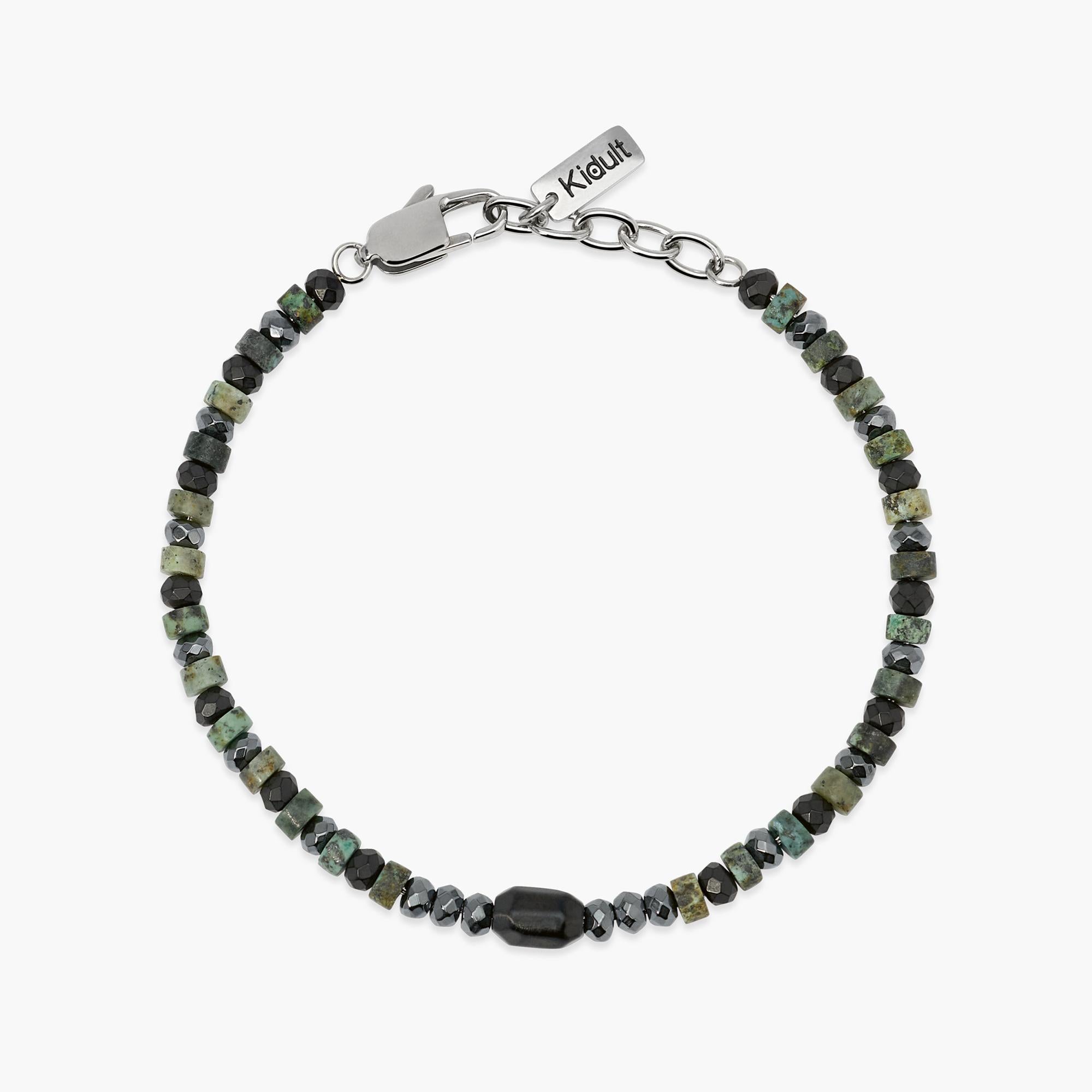 Kidult Bracciale da uomo regolabile con ematite e turchese verde Style 40 - 831209