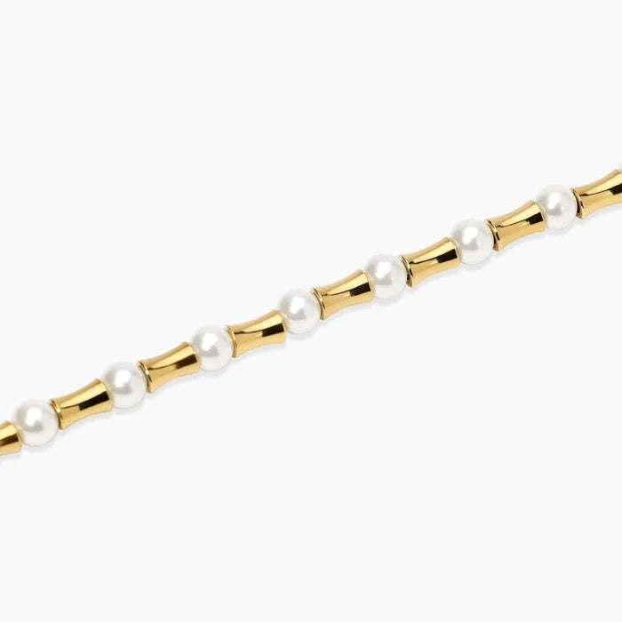 Kidult Bracciale dorato con elementi bambù e perle - 831262