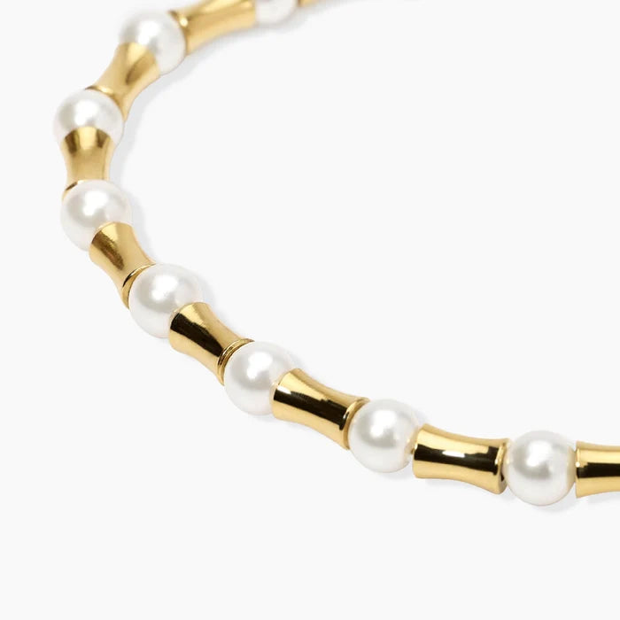 Kidult Bracciale dorato con elementi bambù e perle - 831262