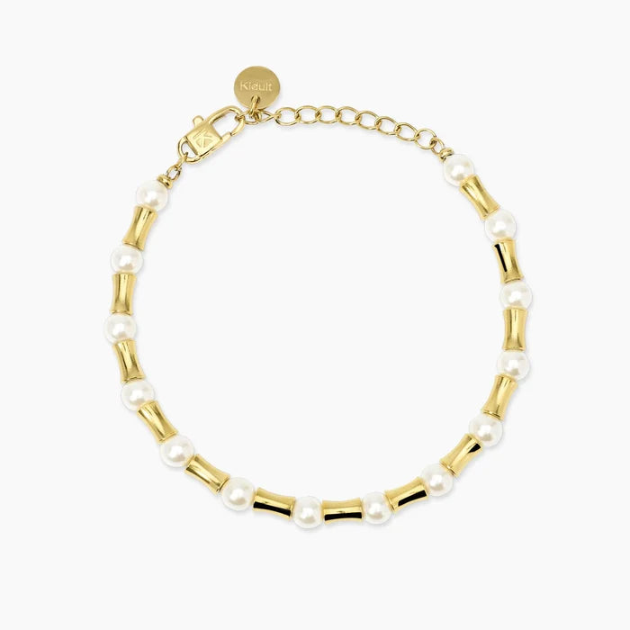 Kidult Bracciale dorato con elementi bambù e perle - 831262
