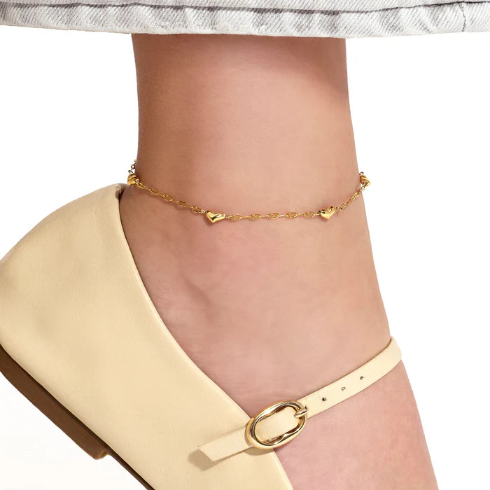 Kidult Cavigliera in acciaio dorato con cuori - 831268