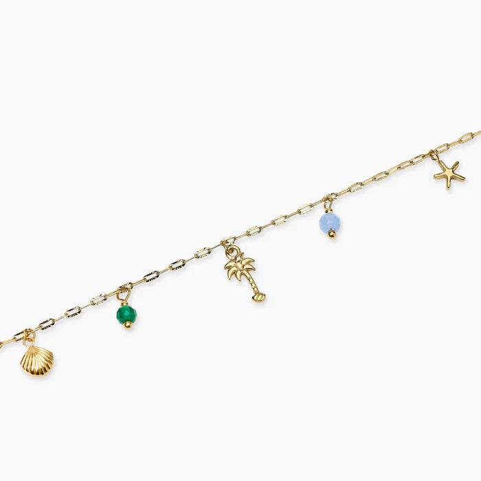 Kidult Cavigliera in acciaio dorato con charms estivi - 831269