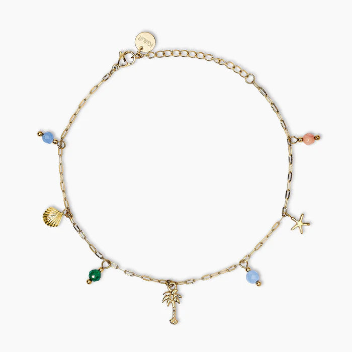 Kidult Cavigliera in acciaio dorato con charms estivi - 831269