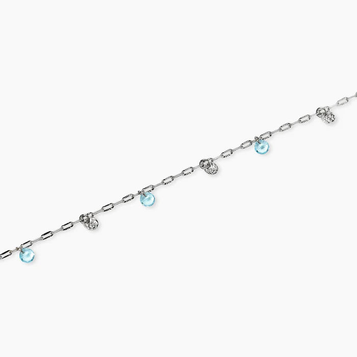 Kidult Cavigliera con charms martellati e glass azzurri - 831273