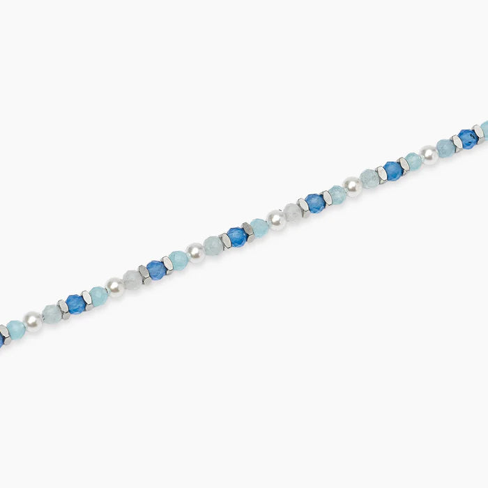 Kidult Cavigliera con perle conchiglia e pietre azzurre - 831277