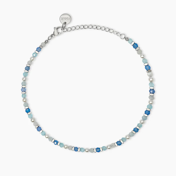 Kidult Cavigliera con perle conchiglia e pietre azzurre - 831277