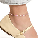 Kidult Cavigliera con perle conchiglia e pietre rosa - 831279