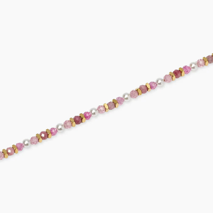 Kidult Cavigliera con perle conchiglia e pietre rosa - 831279