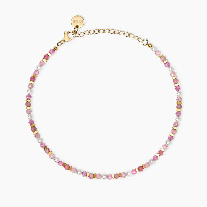 Kidult Cavigliera con perle conchiglia e pietre rosa - 831279