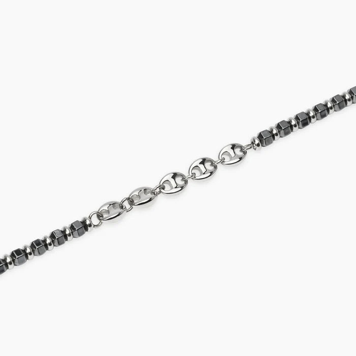Kidult Bracciale da uomo in acciaio con ematite e catena marina - 831283