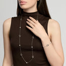 Kidult Bracciale in acciaio con catena rolò e perle conchiglia con elementi goccia - 831317