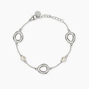Kidult Bracciale in acciaio con catena rolò e perle conchiglia con elementi goccia - 831317