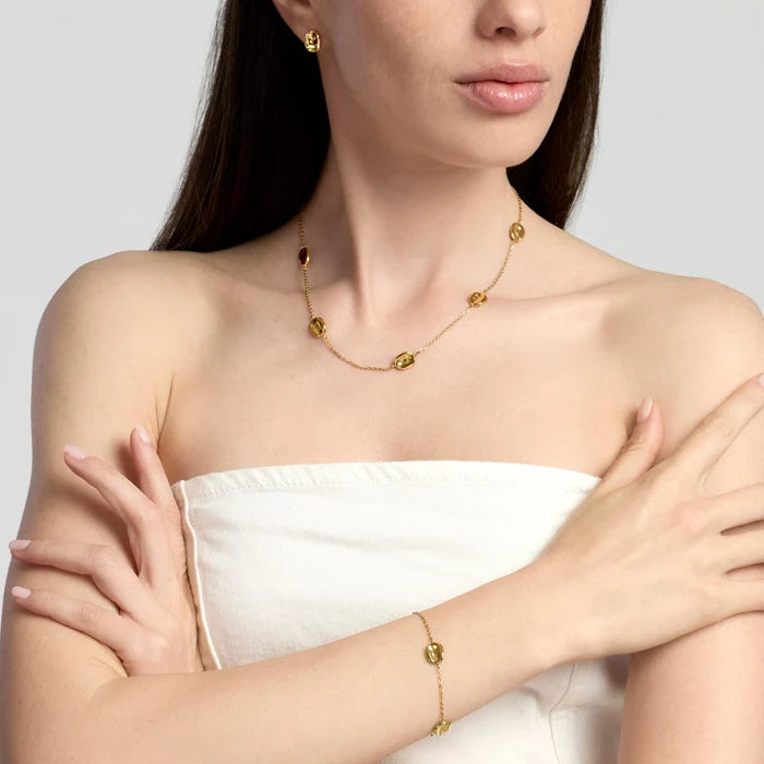 Kidult Bracciale in acciaio dorato con catena rolò ed elementi schiacciati - 831325