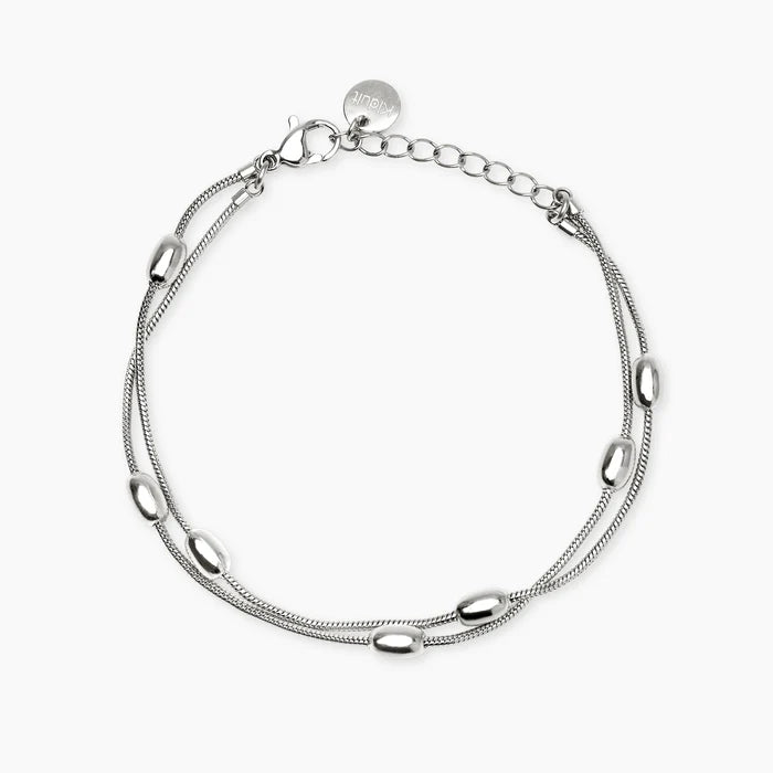 Kidult Bracciale in acciaio con catene snake ed elementi ovali - 831329