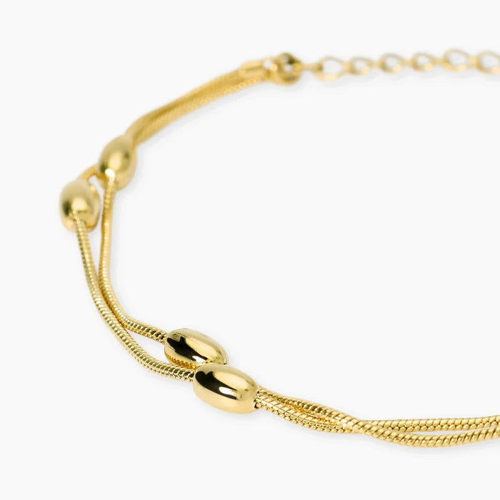 Kidult Bracciale in acciaio dorato con catene snake ed elementi ovali - 831330
