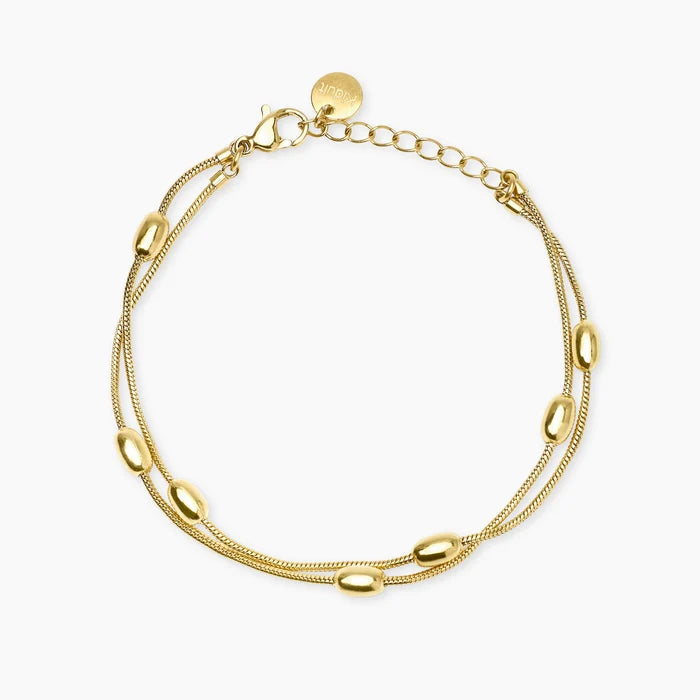 Kidult Bracciale in acciaio dorato con catene snake ed elementi ovali - 831330