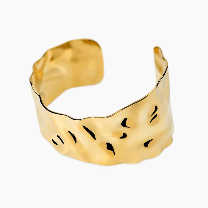 Kidult Bracciale bangle aperto in acciaio dorato martellato - 831333