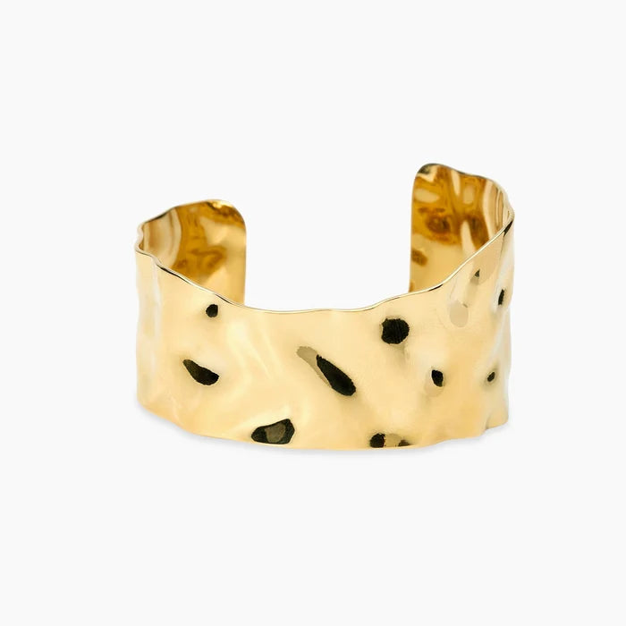 Kidult Bracciale bangle aperto in acciaio dorato martellato - 831333