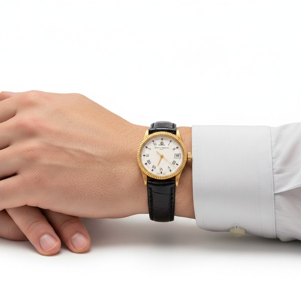Orologio Baume et Mercier Vintage, "dress watch" tondo con cassa in oro giallo 18K, 30mm - 83193