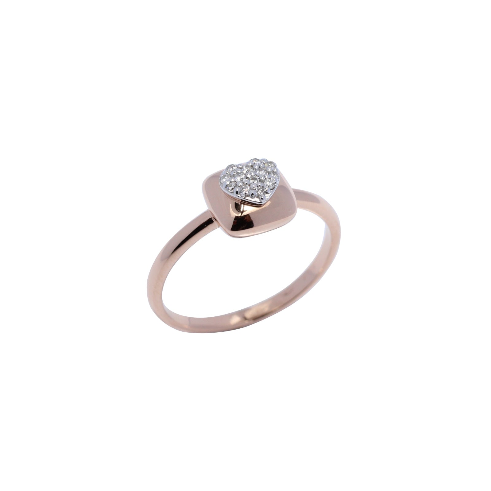 18k yellow gold and diamond ring with heart - 013A01DB