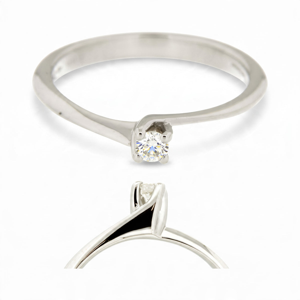 Giorgio Visconti Anello solitario contrarié in oro bianco 18 kt con diamante ct 0,11 - AB16604A