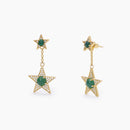 Mabina Woman - Golden star and green agate earrings STARLET - 563556