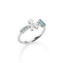 LES BONBONS RING WITH CHILD SHAPE, IN WHITE GOLD WITH TOPAZ, AQUAMARINES AND DIAMOND - LBB850