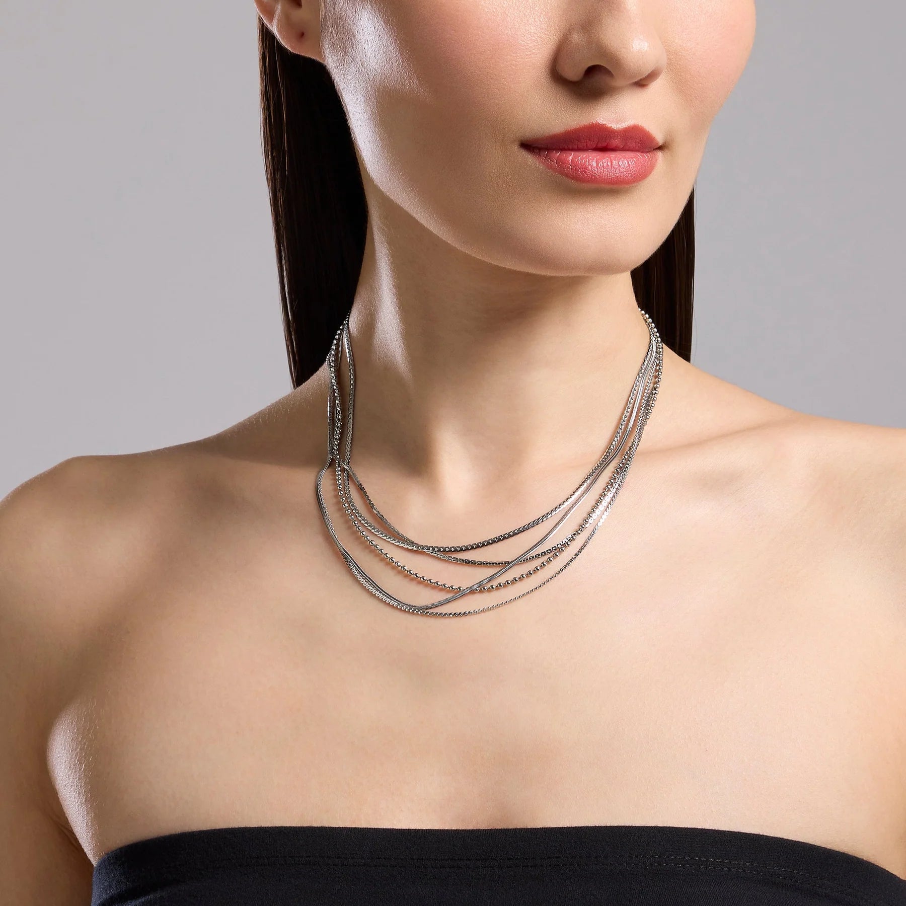 Kidult Girocollo acciaio da donna con catene multiple - 851022