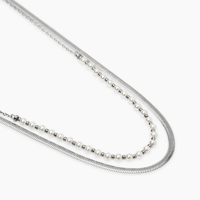 Kidult Girocollo acciaio da donna Girocollo con perle conchiglia - 851040