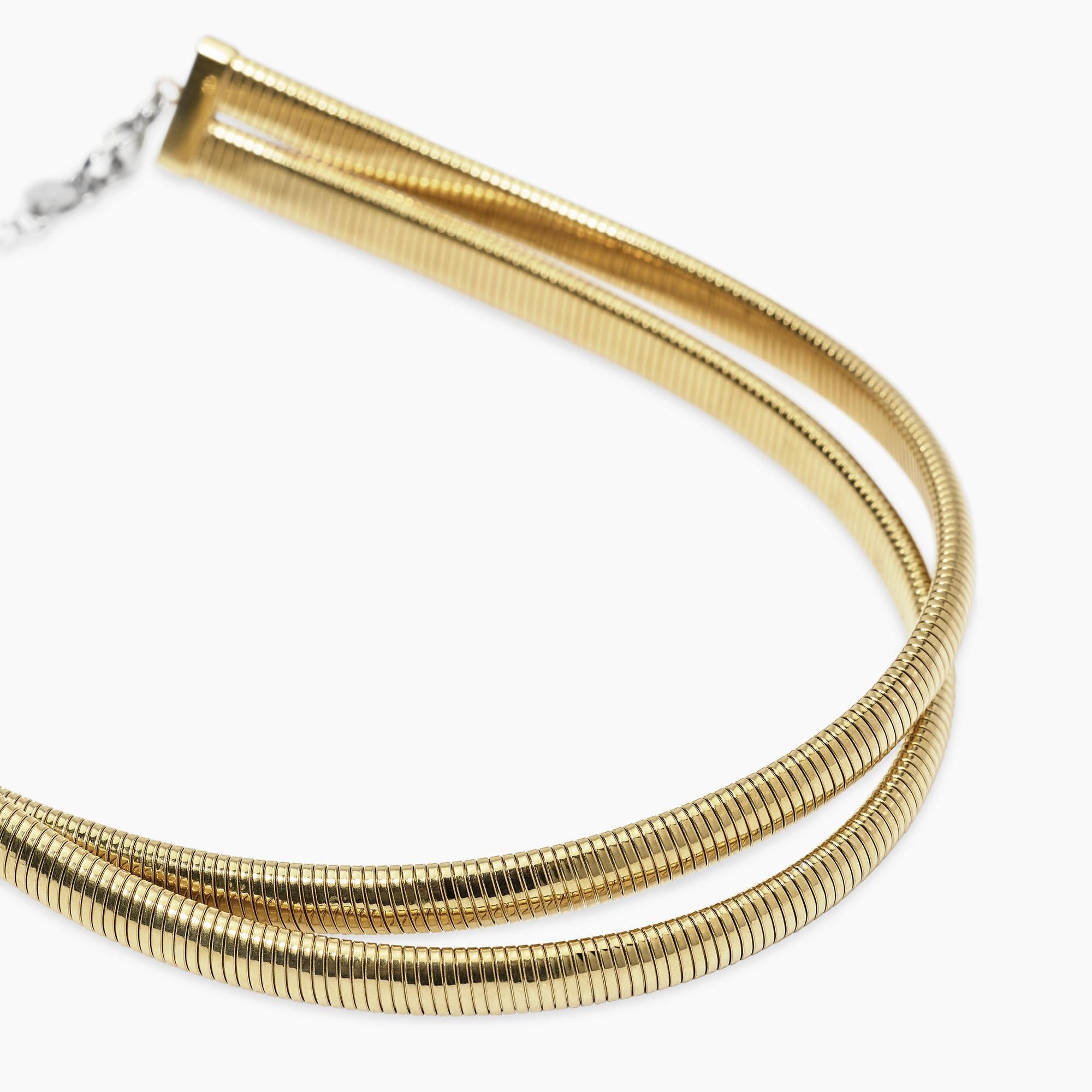 Kidult Girocollo dorato con doppia catena tubogas, Style 13 - 851061