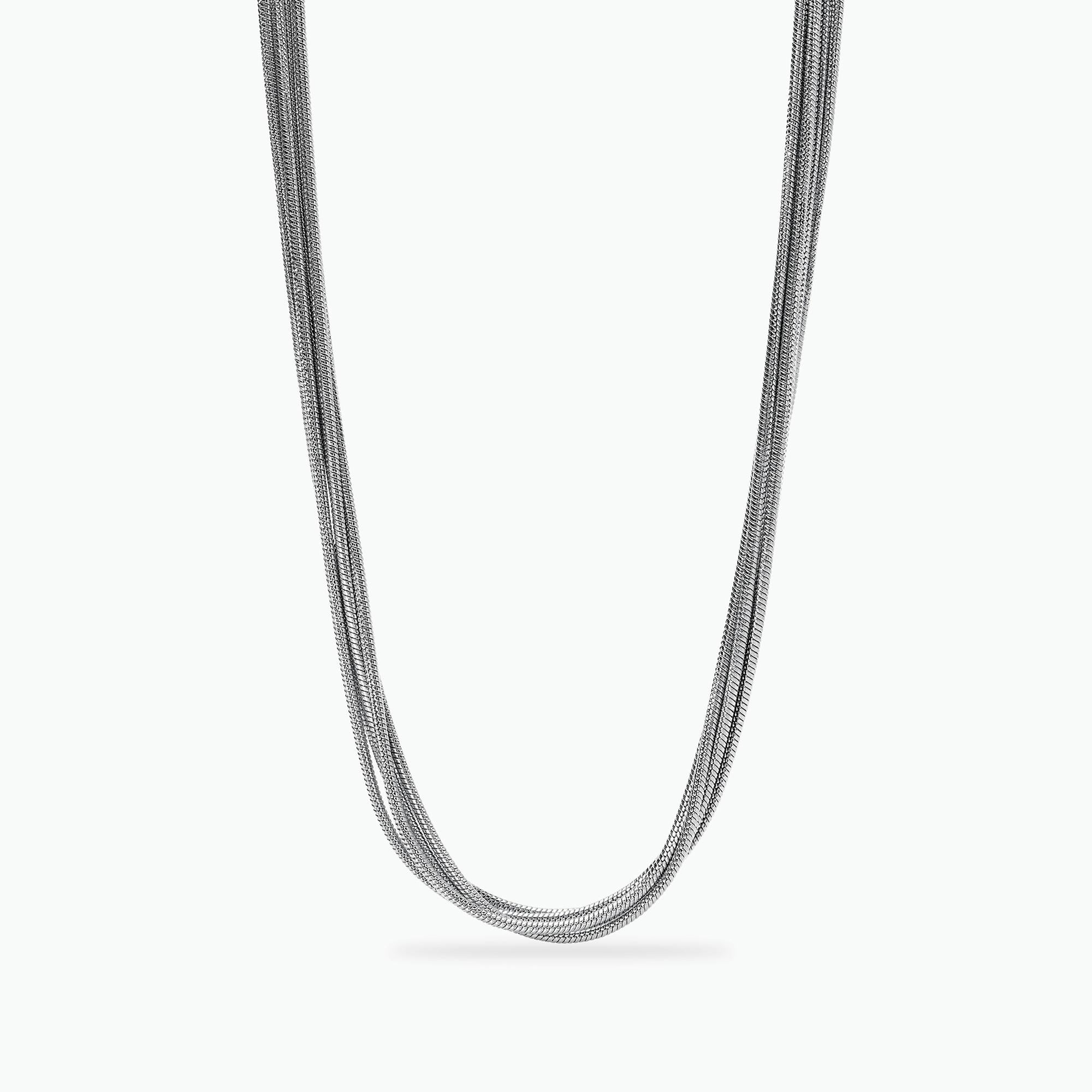 Kidult Girocollo in acciaio argentato con catene snake, Style 59 - 851097