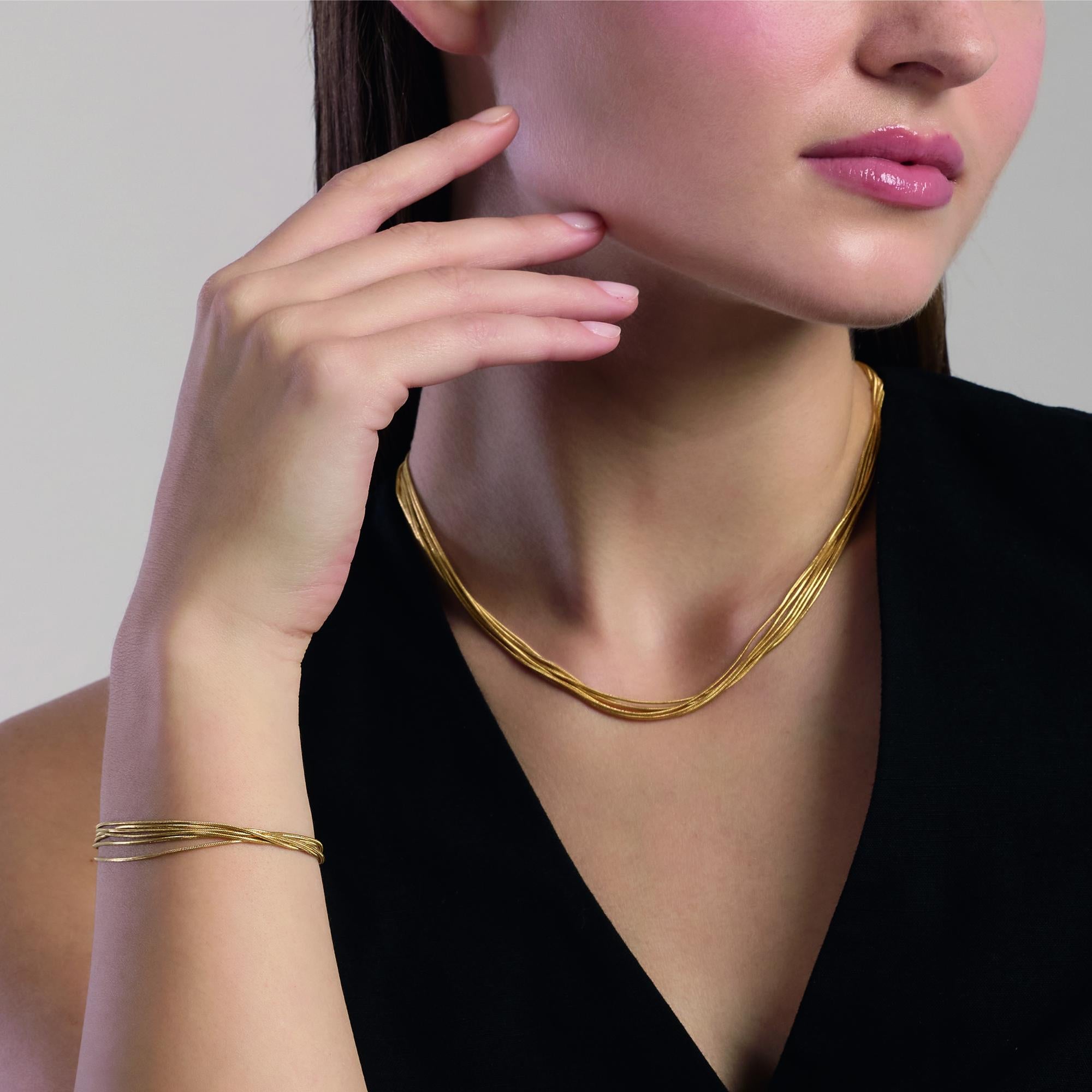 Kidult Girocollo in acciaio dorato con catene snake, Style 59 - 851098