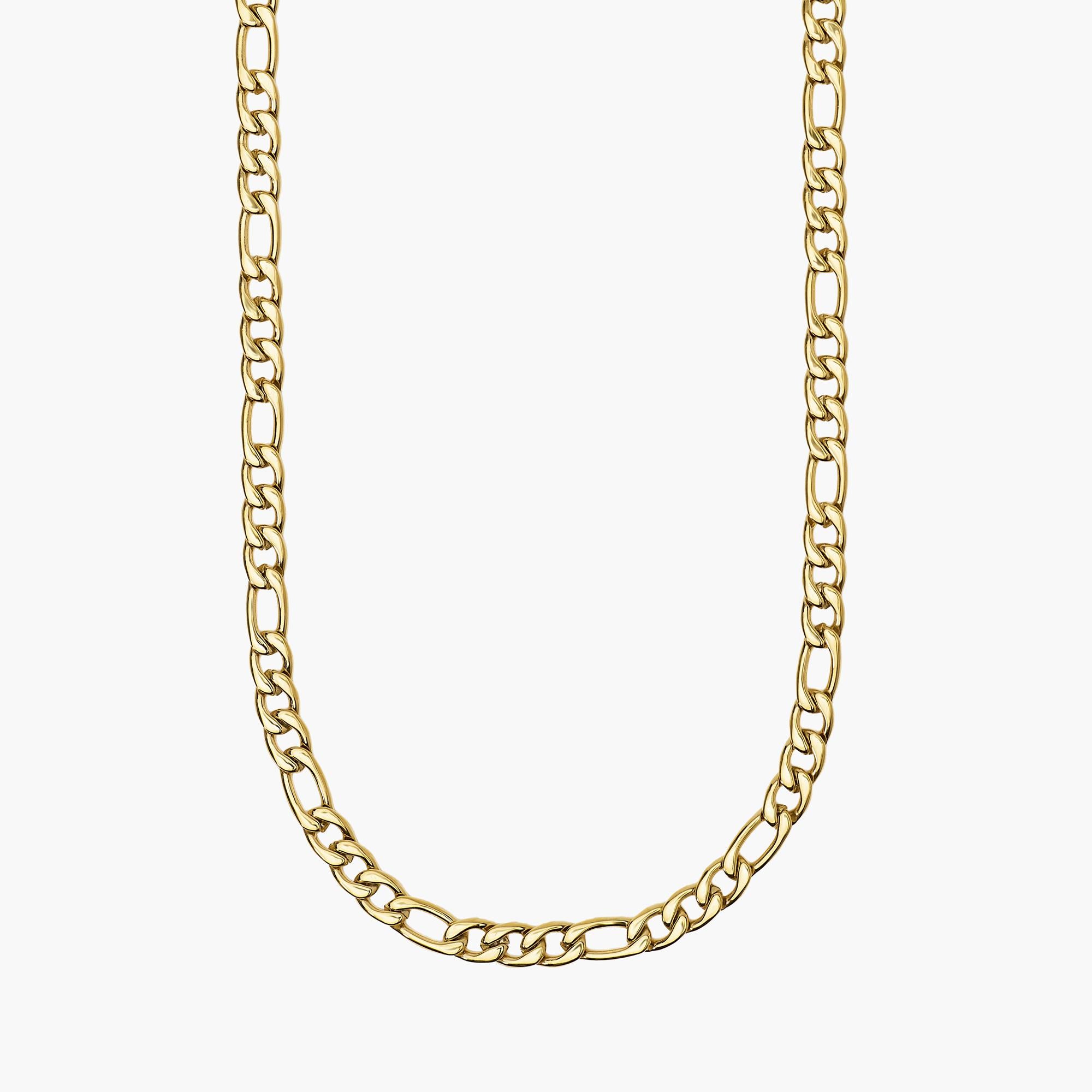 Kidult Collana uomo in acciaio dorato con catena figaro, Style 36 - 851103