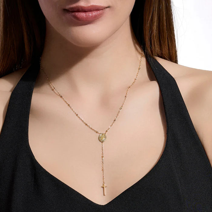 Kidult Collana dorata con Madonnina e pendente croce - 851149