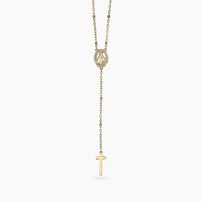 Kidult Collana dorata con Madonnina e pendente croce - 851149