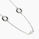 Kidult Collana in acciaio con catena rolò, elementi goccia e perle conchiglia - 851175