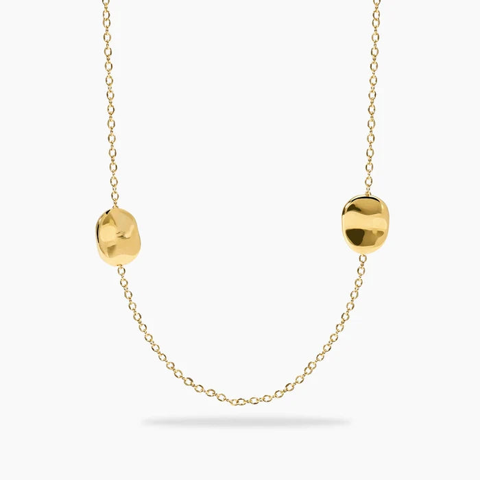 Kidult Collana in acciaio dorato con catena rolò ed elementi piatti - 851188
