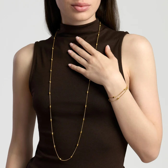 Kidult Collana in acciaio dorato con catene snake ed elementi ovali - 851194