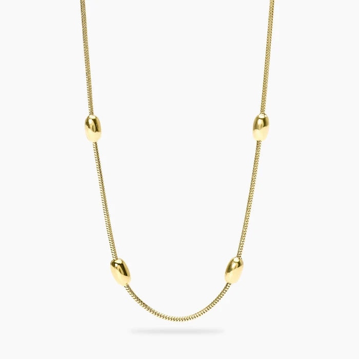 Kidult Collana in acciaio dorato con catene snake ed elementi ovali - 851194