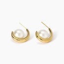 Kidult Orecchini semicerchio dorato con perle conchiglia, Style 09 - 861051