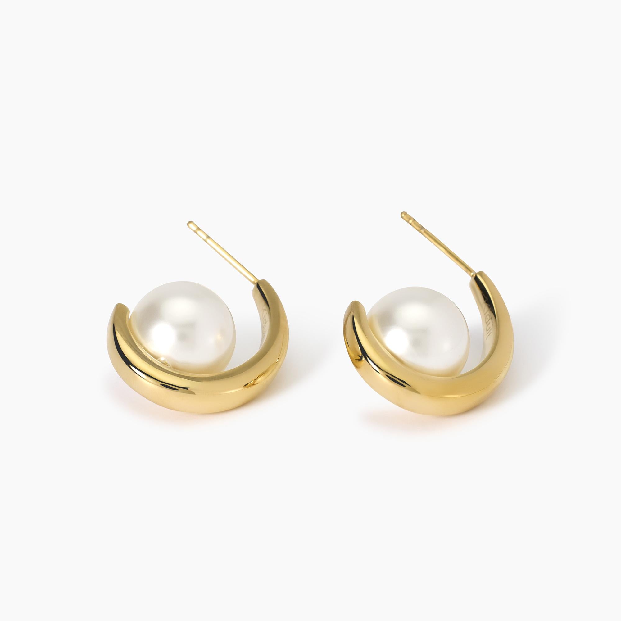 Kidult Orecchini semicerchio dorato con perle conchiglia, Style 09 - 861051