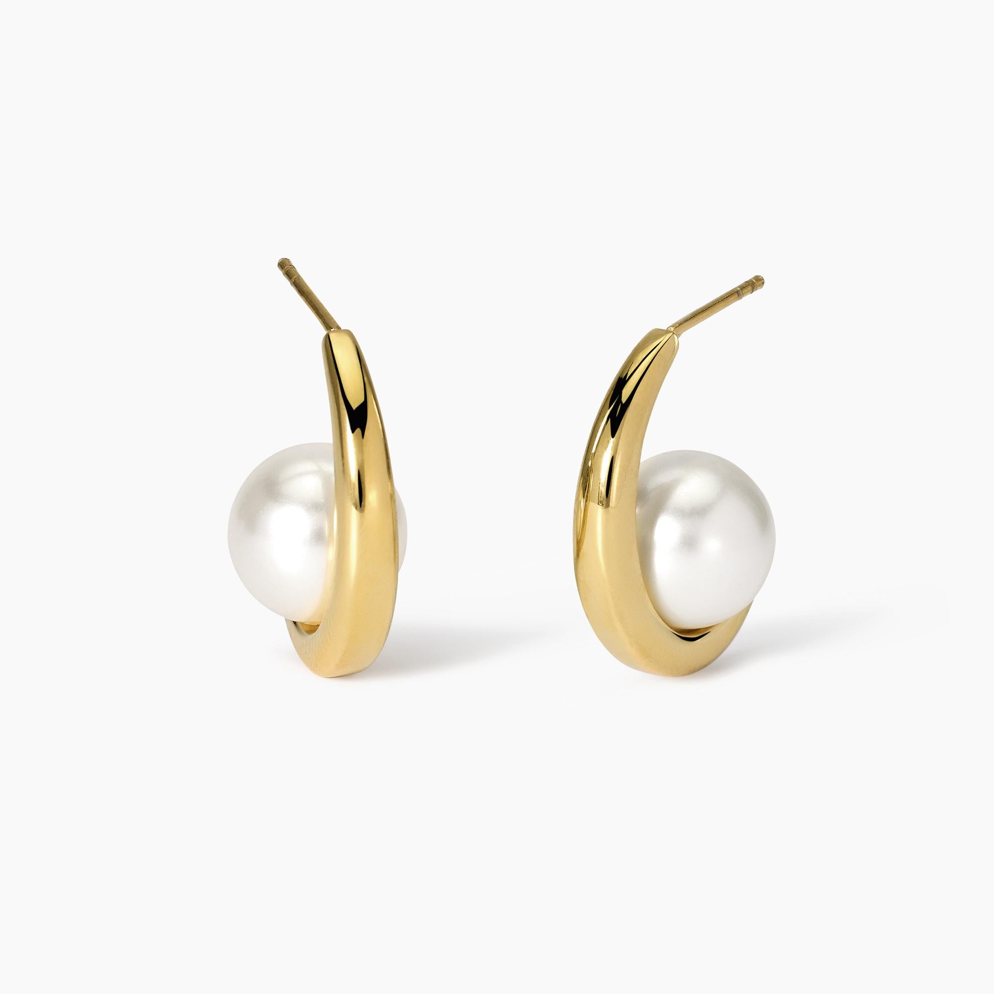 Kidult Orecchini semicerchio dorato con perle conchiglia, Style 09 - 861051