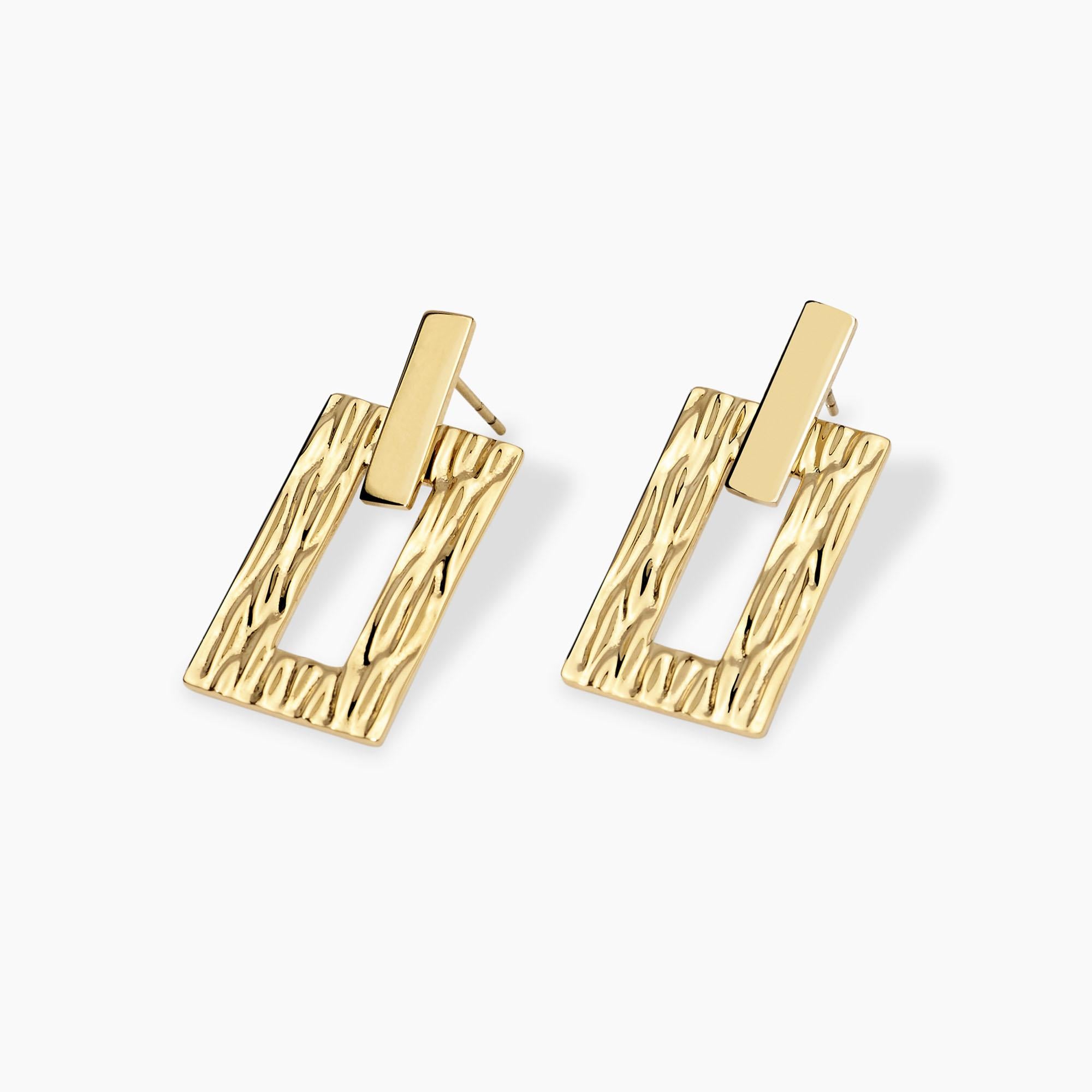 Kidult Orecchini dorati con pendenti martellati, Style 05 - 861059