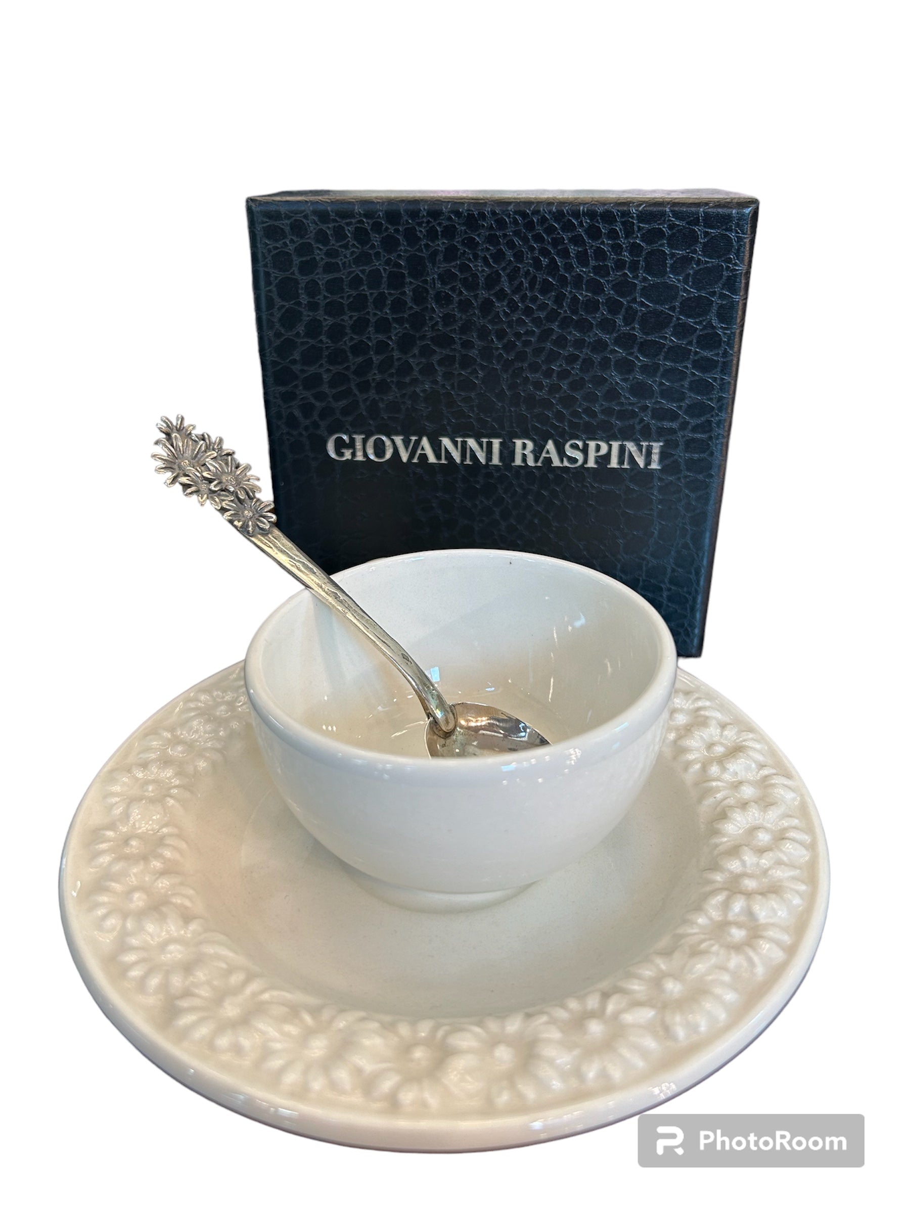Giovanni Raspini - Pair of porcelain and silver coffee cups