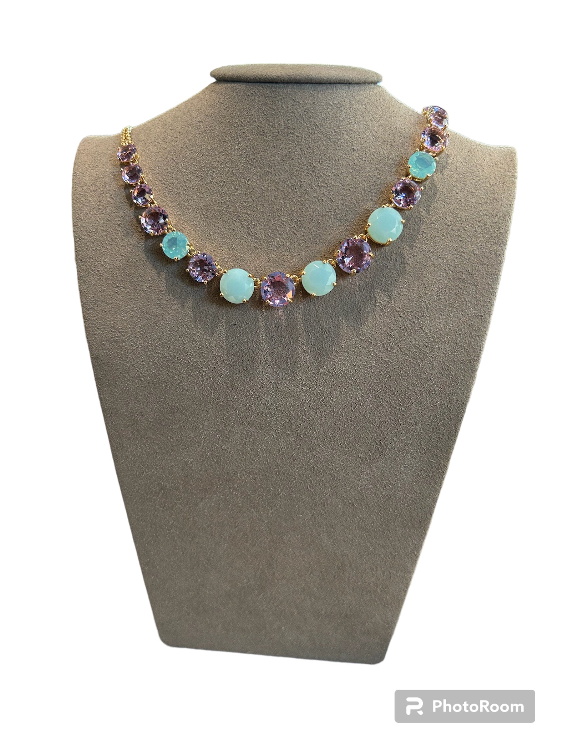IL Mio Re - Golden bronze necklace with purple amethyst and sea water stones - ILMIORE CL 021ACQ