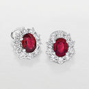 White gold earrings with central ruby ​​and diamond ring - BB34586AR