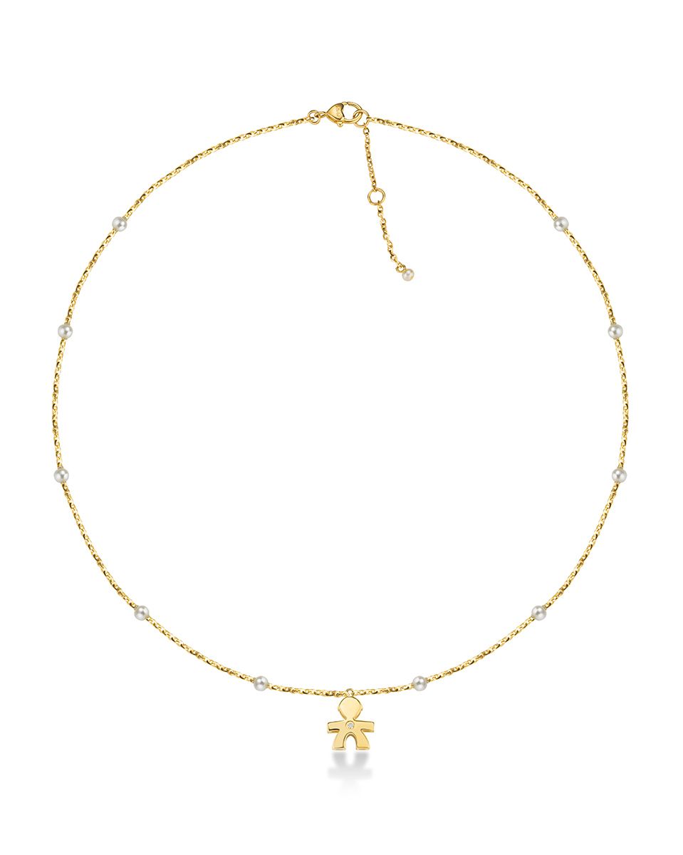 LE PERLE - CHILD'S NECKLACE IN YELLOW GOLD, PEARLS AND DIAMOND - LBB830