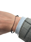 Bracciale Buonocore in caucciù con piastrina in oro rosa 18kt e diamanti neri - 1706B01NP