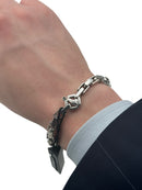 Bracciale Barakà in argento 925, maglia a catena, con diamante nero sulla chiusura - BR233022