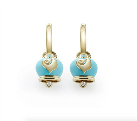 Campanella earrings in yellow gold, enamel and diamond - 36614